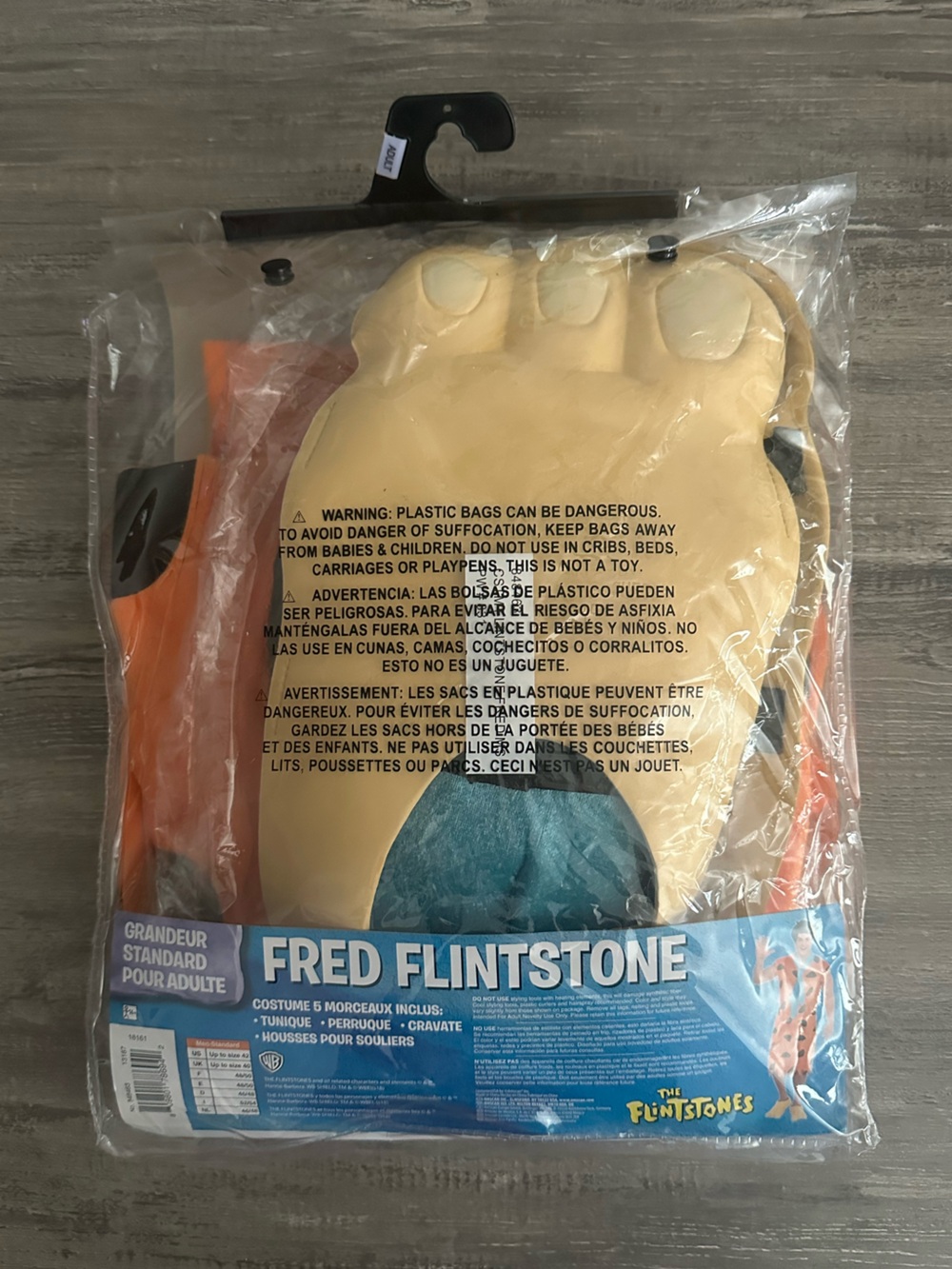 5 Piece Adult Fred Flintstone Costume - Picture 2 of 11